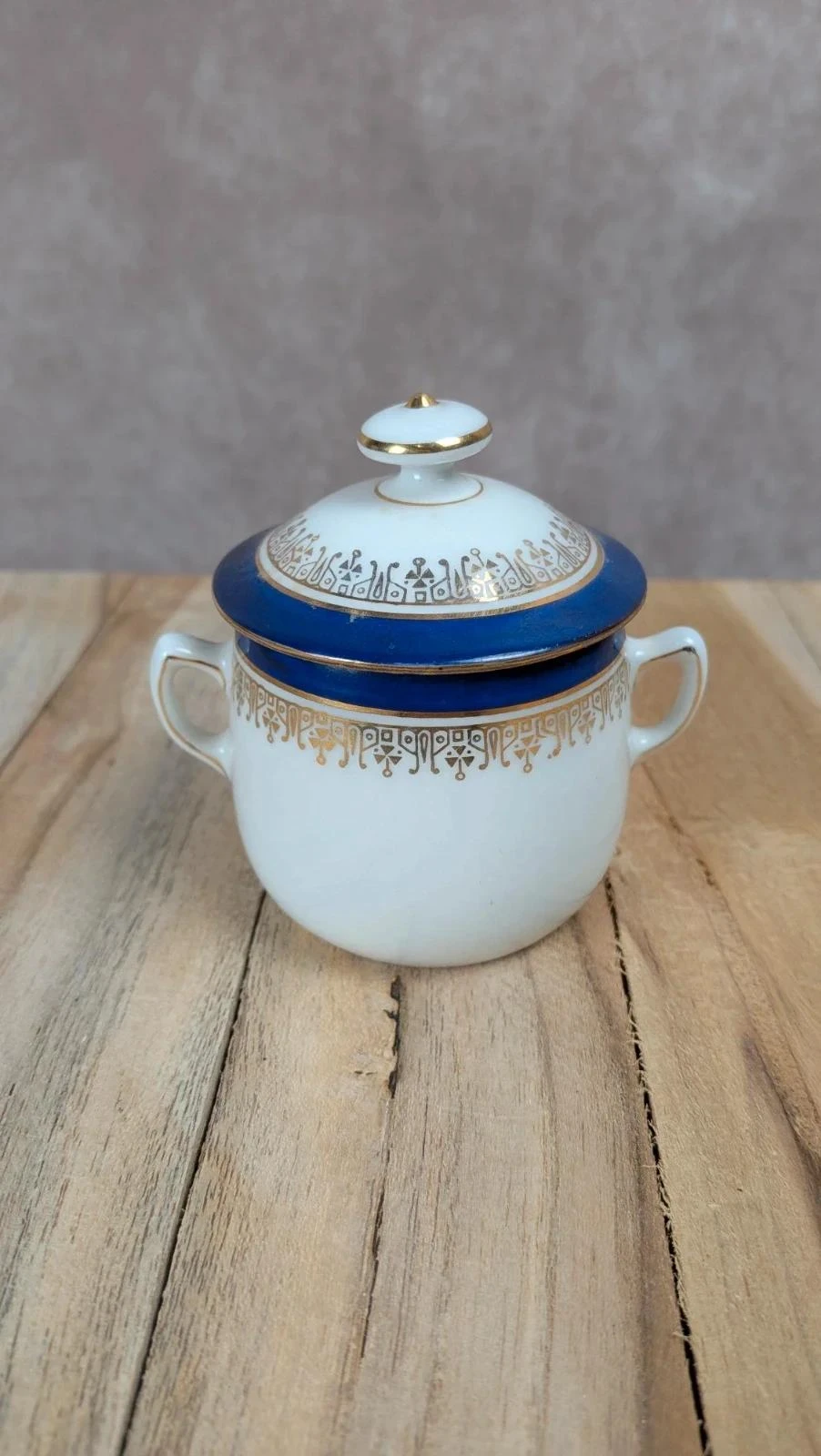Petite boîte porcelaine Limoges bleu & doré